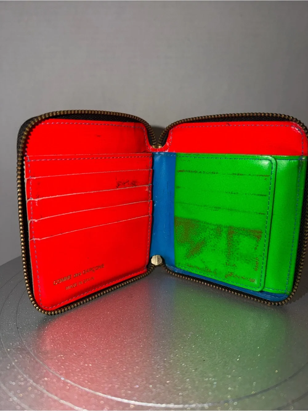 Comme De Garçons full zip neon wallet As-Is